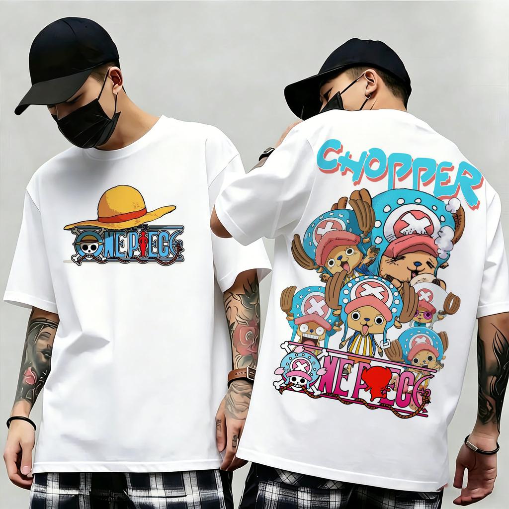 Summer New Arrival One Piece Pattern Tshirt unisex anime print casual shortsleeved fashionable streetwear top Y2K style