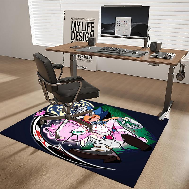 1pc Psycho Angel Sonic Chair Mat: Anime Cartoon Design, Non-Slip Carpet for Office and Home Decor - Perfect Gift for Any Season!O097