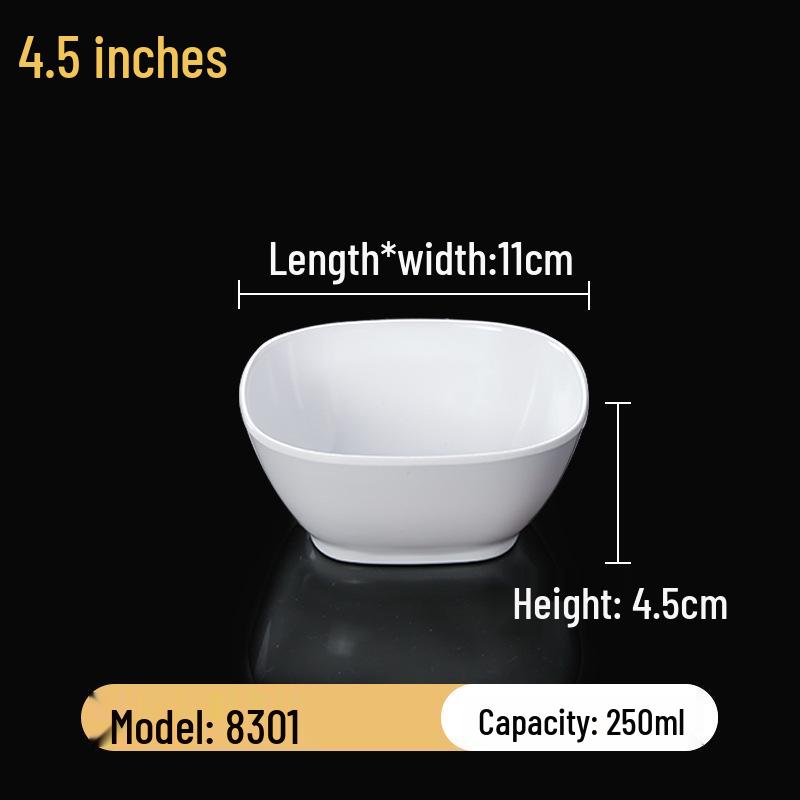 Набор квадратных меламиновых мисок: Идеально для хот-пота, соусов, риса, каши и супа - для коммерческого и ресторанного использования.