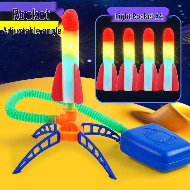 Glowing Rocket Launcher Outdoor Foot-Operated Toy for Kids - Two-Person Flying Arrow Game
