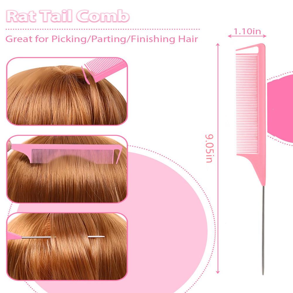 Набор из трехрядной стальной расчески и щеточки для бровей с заостренным хвостиком