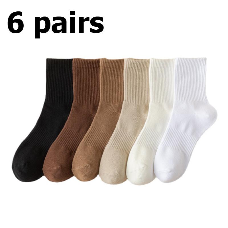 Мужские однотонные носки средней длины, осенние и зимние дышащие носки, дезодорирующие и впитывающие пот спортивные носки