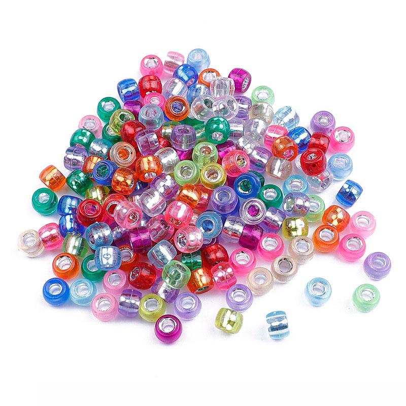 100pcs/Pack 6*9mm Big Shiny Large Hole Acrylic Spacer Beads For Jewelry Making Necklace Bracelet DIY Dreadlock