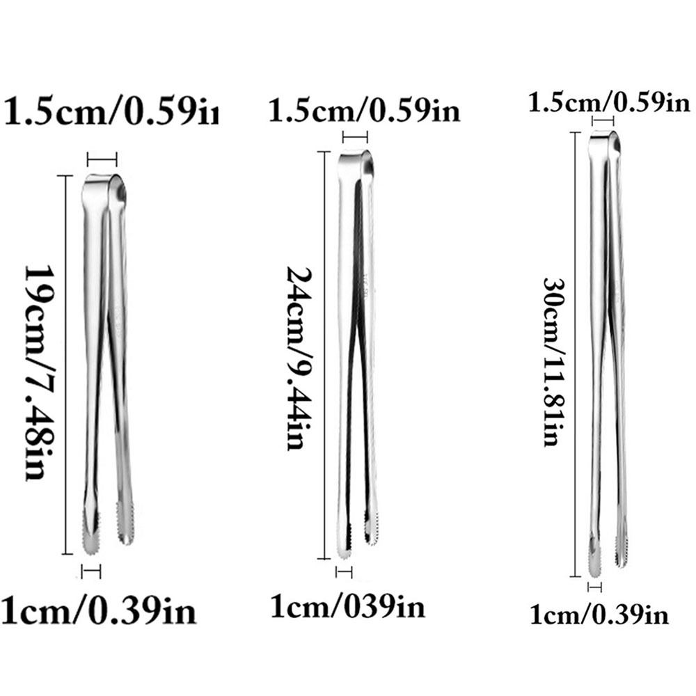 3pcs 304 Stainless Steel Barbecue Tongs Heat Resistant Steak Tongs Bread Tongs  BBQ Parties