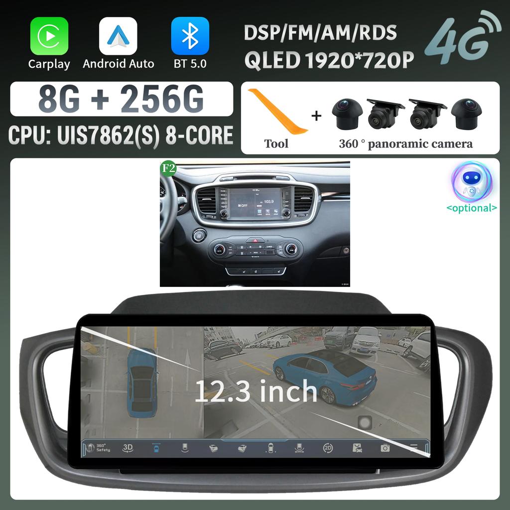 12,3 дюйма для KIA Sorento 2015-2018 беспроводной Bluetooth CarPlay Android Auto Car Radio Multimedia 4G GPS сенсорный экран головного устройства