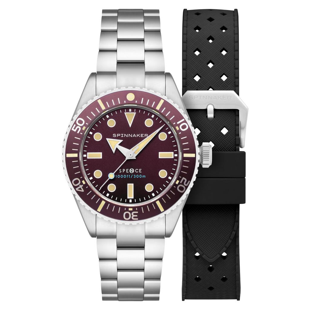 SPINNAKER Мужские автоматические часы Spence 300 (SP-5097-99), Автоматический завод, Водонепроницаемость 30 АТМ, Сапфировое стекло, Красный циферблат, Нержавеющая сталь