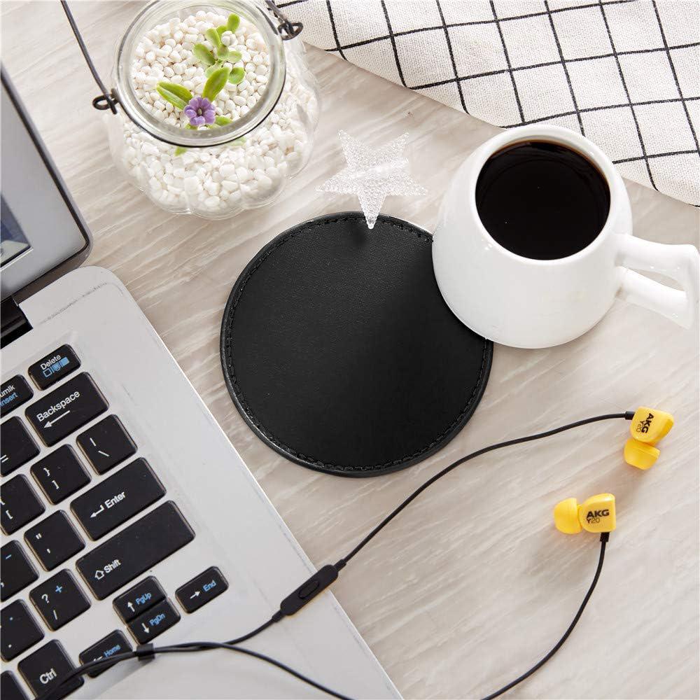 PU Leather Coasters for Drinks with Holder Set of 6 Coffee Mats Protect Furniture from Hot or Cold Water Marks And Damage