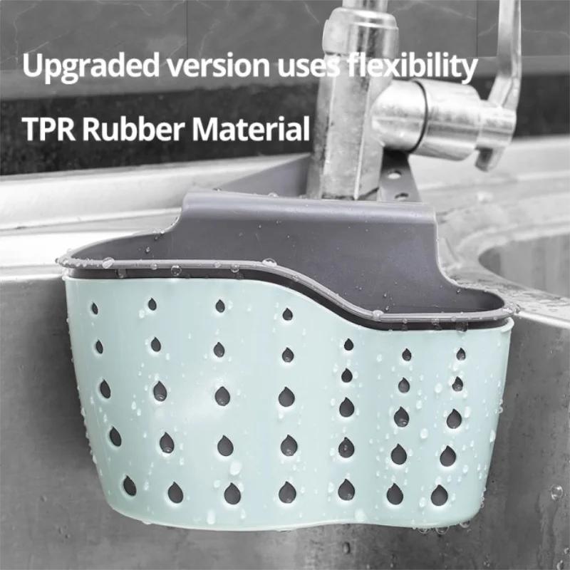 1Pc Sky Blue Creative Sink  And Drainage Rack Hanging Bag Kitchen Faucet Adjustable  And Hanging Basket Sink Strainer Strainer