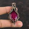 Граненый кашмирский рубиновый кулон, медная проволока, обернутая кулоном, кулон ручной работы, медная проволока, ювелирные изделия, кулон с драгоценным камнем, подарок для нее, дизайнерский кулон