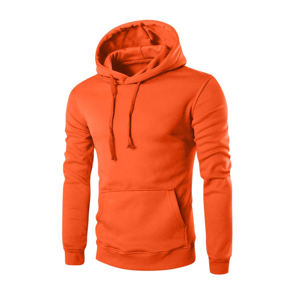 Men's Solid Color Hooded Sweatshirt Men's Casual Sports Long Sleeved Pullover Sweatshirt