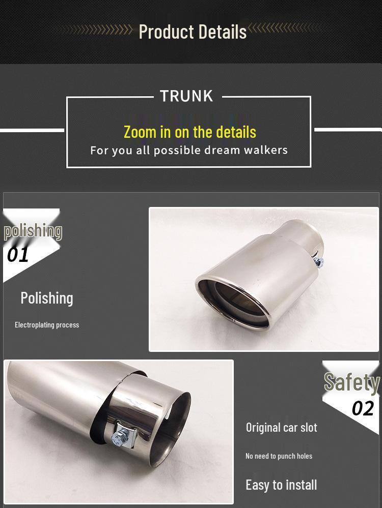 Blue Titanium Tailpipe for Sunny, Tiida, Suzuki, BYD, Elysion, Fengshen, Crider, Lanyu