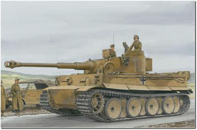 Platz Dragon 1/35 Немецкий Тигр I Ранняя модель, Вторая мировая война, Тунисский фронт, 1942 г., Включает Magic Tracks и Алюминиевый ствол, Делюкс пластиковая модель