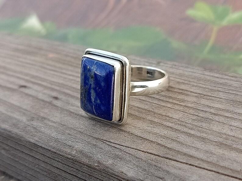 Lapis Lazuli Gemstone Ring, Solid 925 Sterling Silver Ring, Handmade Jewelry, Designer Ring, Unisex Gift, Christmas Jewelry