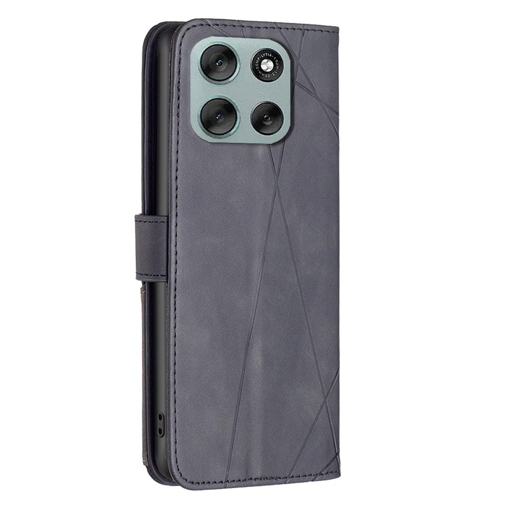 For Motorola Moto G56 5G Phone Case BINFEN COLOR Wallet Stand Geometry Imprinted Leather Cover