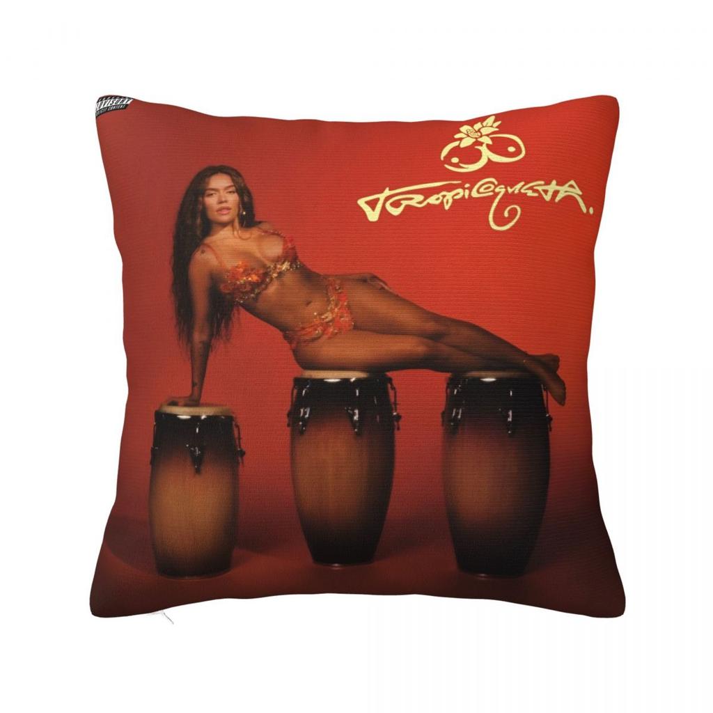 Karol G Tropicoqueta New Album Pillowcase Polyester Cushion Cover Decor Verano Rosa Throw Pillow Case Cover Home Square 40X40Cm
