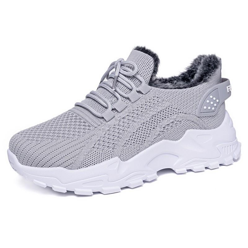 Womens Winter Fleece Sneakers Plus Size Warm Platform Walking Shoes Low Top Casual Cotton