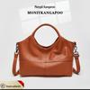 2025 Women's Soft Leather Shoulder Bag: Large Capacity, Fashionable Stitch Design, Perfect for Moms