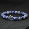 Evil Eyes Bracelet For Men Women Gothic Fatima Hand Braclet 8mm Natural Lava Lapis Lazuli Stone Beaded