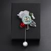 Rinhoo Ladies Cloth Art Fabric Imitation Pearl Flower Brooch Women Long Needle Cardigan Shirt Shawl Suit Badge Lapel Pin Jewelry