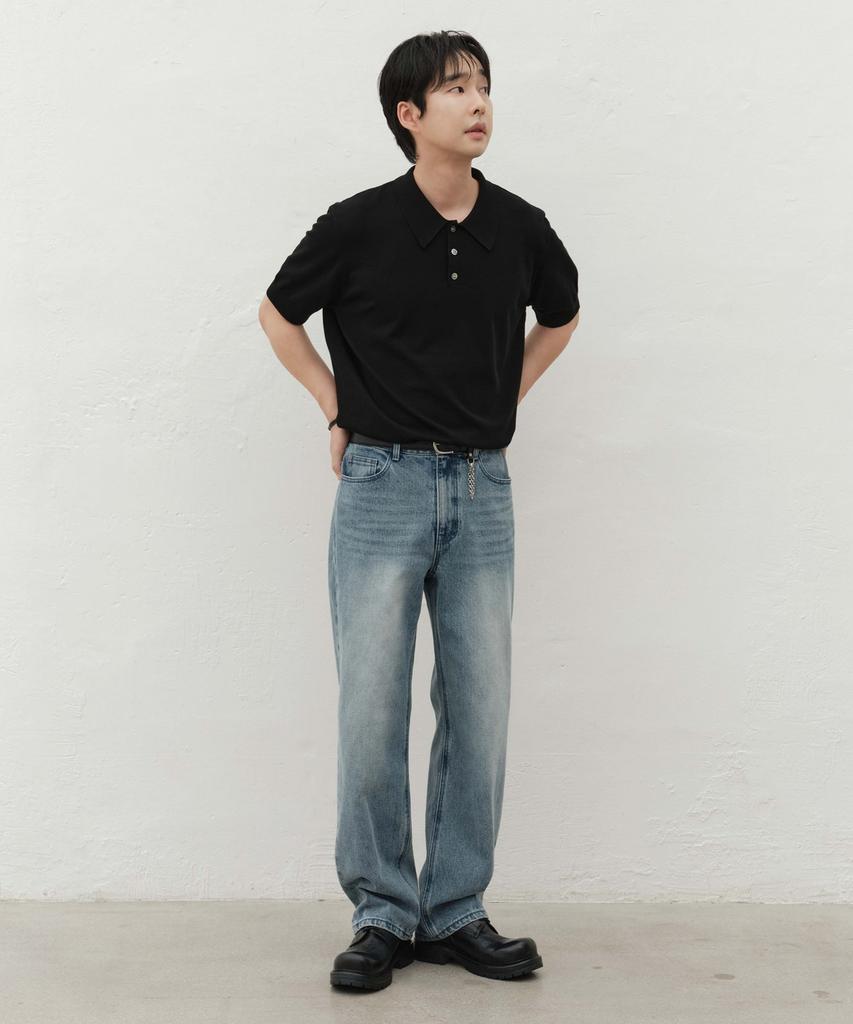 MINAV Wide Straight Denim Pants [Mid Blue]