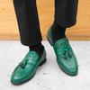 Men Green Loafers Leather Individuality Formal Business Shoes Wedding Dress Prom Shoes Over Sized