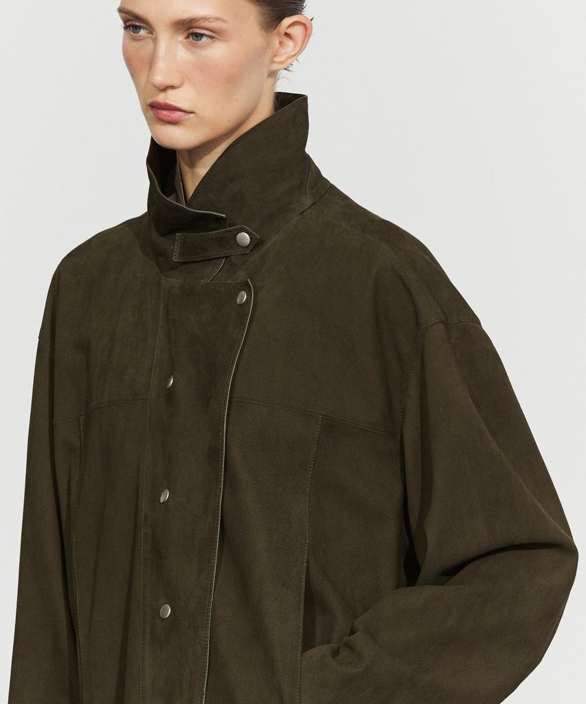 Massimo Dutti Suede Turtleneck Leather Jacket