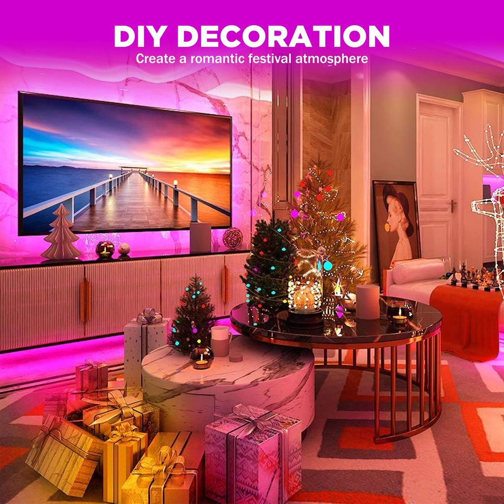 5V RGB COB LED Strip Light USB Flexible Tape with APP Control, Music Sync, Remote for TV Backlight Bedroom Cabinet DIY Decor