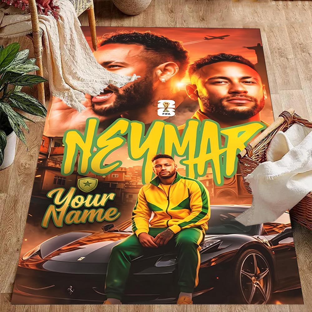 Neymar Dreams Football Legend Customizable Name Area Rug Design for Dormitory Kitchen Outdoor Dining Room Antislip Carpet Decorate Offices