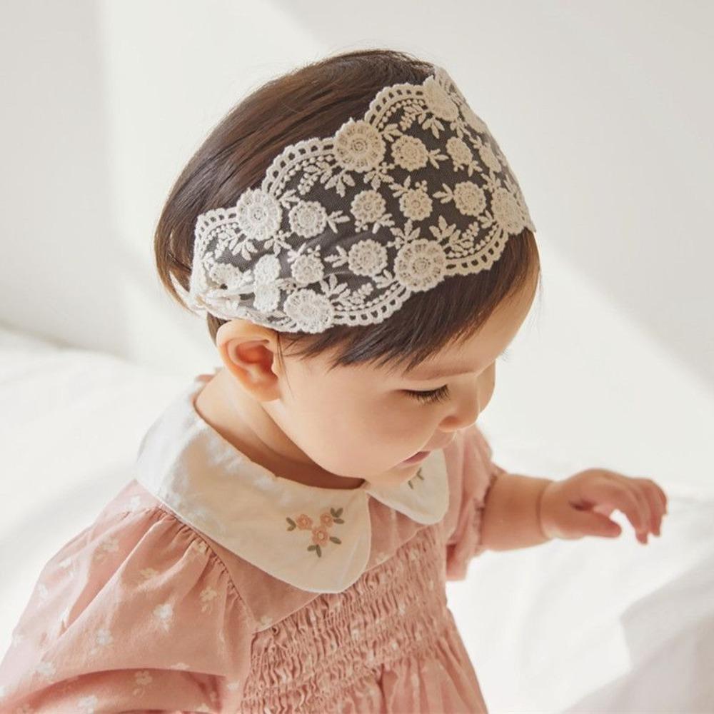 Embroidered Infant Hairband Flower Elastic Hair Hoop Cute Lace Baby Headband Princess Girls