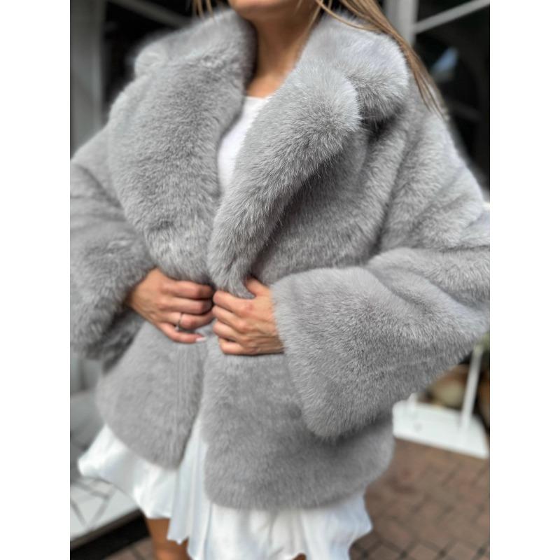 Новая утолщенная шуба из лисьего меха, женская зимняя шуба из искусственного меха, костюмный воротник, женская шуба из меха