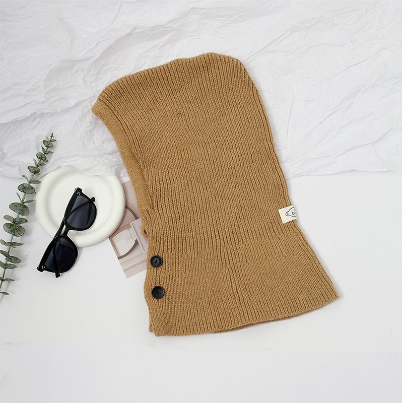 Hat Scarf Integrated Hat Women's Fashion Warm Balaclava Hat Knitted Scarf