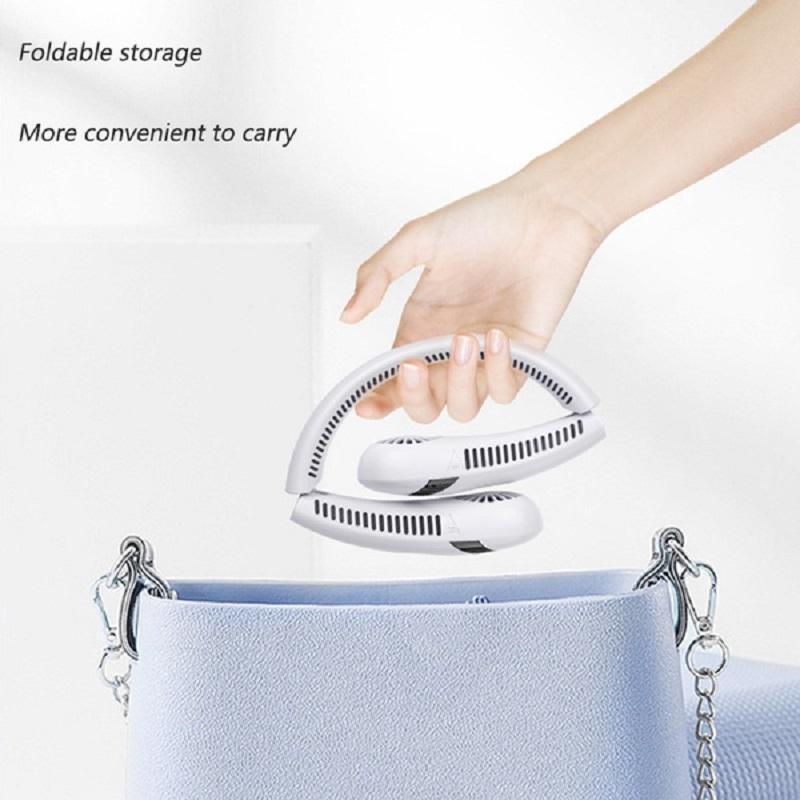 2024 Изысканный подвесной вентилятор с двойной охлаждающей шеей емкостью 5000 мАч, мини-USB портативный перезаряжаемый тихий вентилятор для путешествий на открытом воздухе в помещении