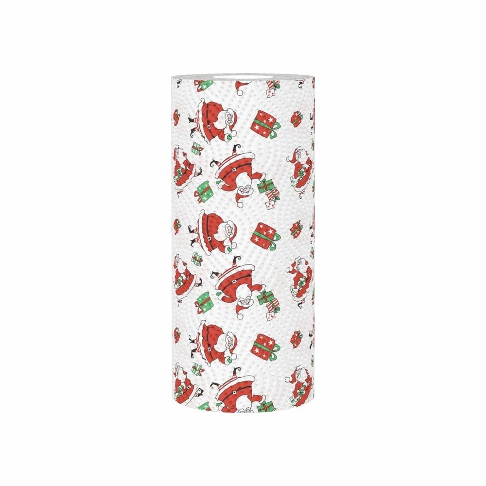Disposable Christmas Kitchen Paper Thick Three-Layer Wet Dry Dual-Use Household Roll Paper Christmas Paper Towels Xmas Party