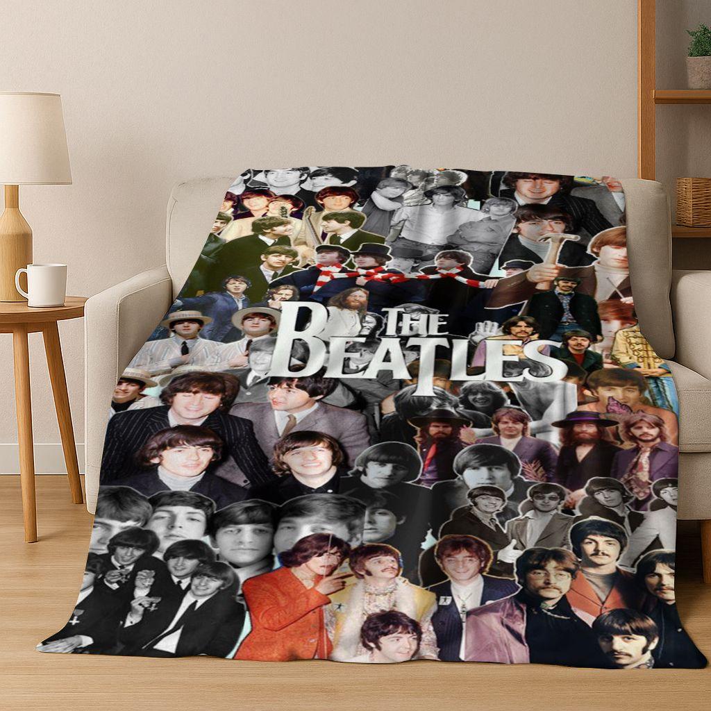 3D B-Beatles Rock Band Star Flannel Blanket Soft Warm Throw Blanket for Bed Bedroom Room Living Room Travel Camping Picnic Gift