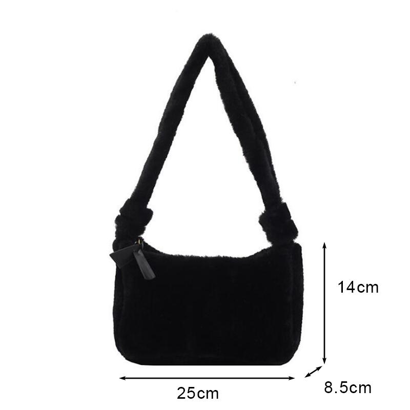 Модная однотонная сумка на плечо для подмышек, женская плюшевая мягкая пушистая меховая зимняя сумка-бродяга