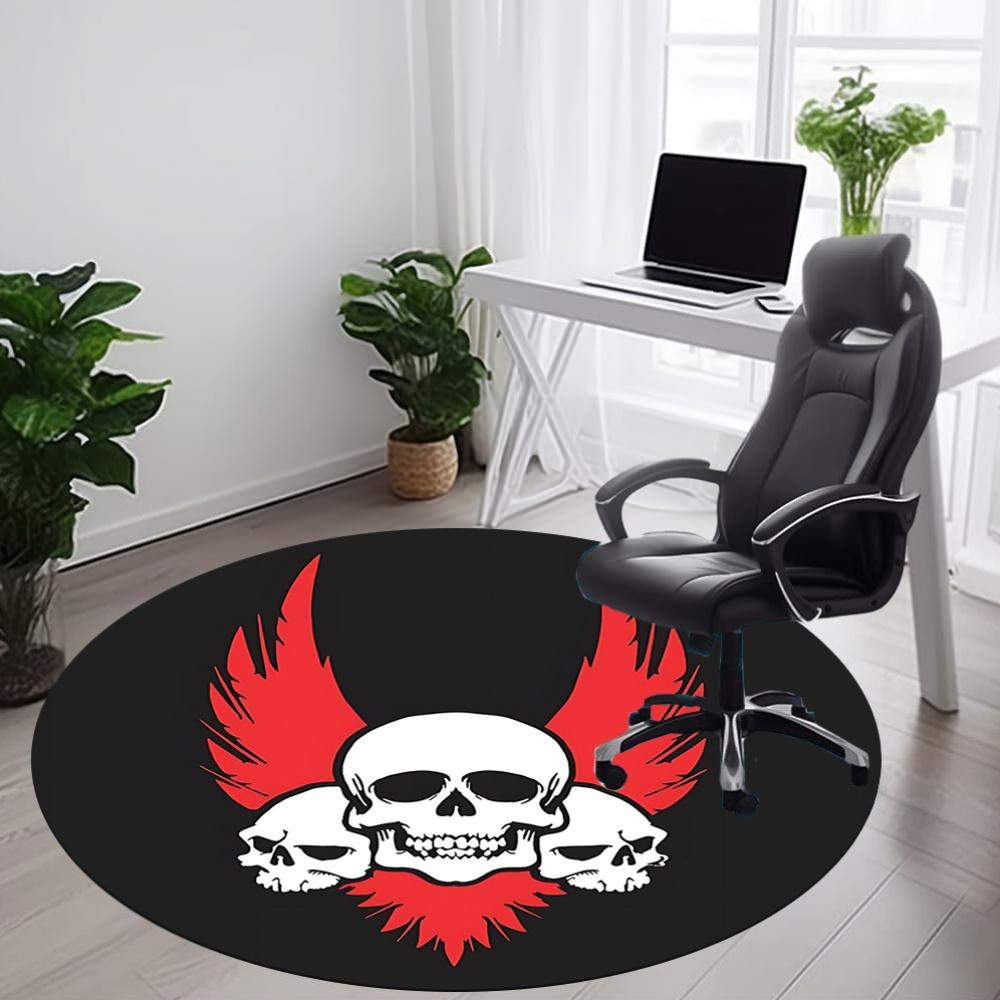 1pc Skull Flames Office Round Area Rug, Under Office Chairs Bedroom Living Room Home Decor, Room Deco, Available in Various Sizes