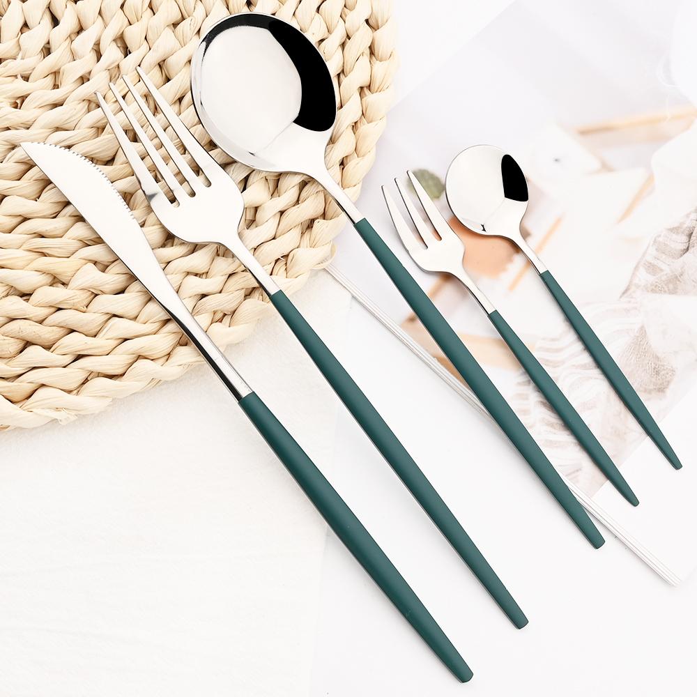 5 шт., черный набор столовых приборов, нож, вилка для торта, кофейная ложка, столовая посуда, столовые приборы из нержавеющей стали, столовые приборы в западном стиле, кухонное серебро