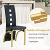 [Set of 2] European dining chairs with perforated pattern, black PU leather + gold metal legs, 102.5 cm height, suitable for modern dining areas.