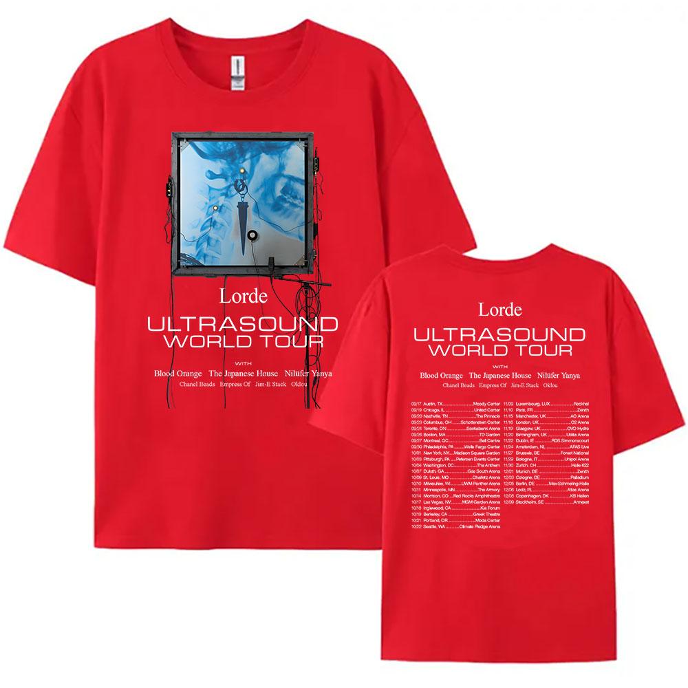 Футболка Lorde Ultrasound World Tour 2026 Летняя с коротким рукавом Хлопковые футболки Повседневная Мода Круглый вырез Женская футболка Одежда с принтом