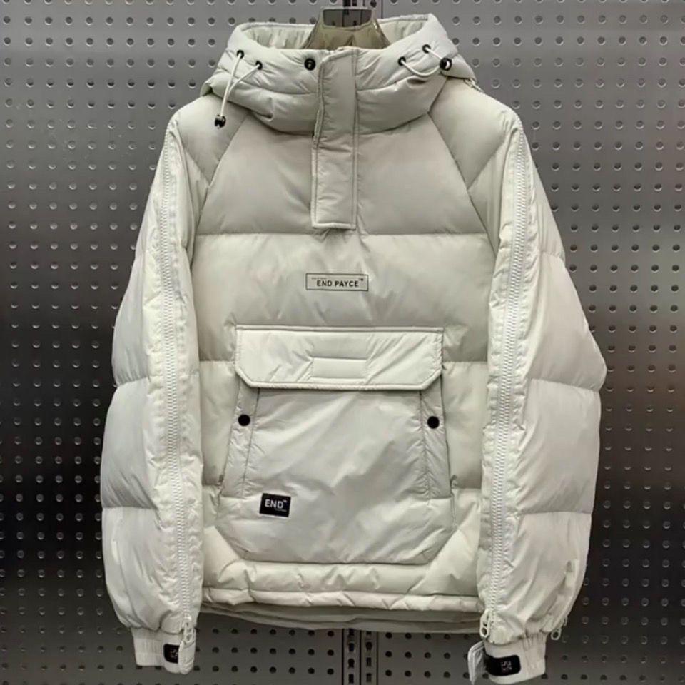 Мужская зимняя рабочая одежда на молнии, хлопковое пальто, модное повседневное короткое пальто с капюшоном, утепленное теплое однотонное мужское пальто
