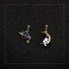 Asymmetrical Moon & Planet Astronaut Earrings - No Piercing Needed