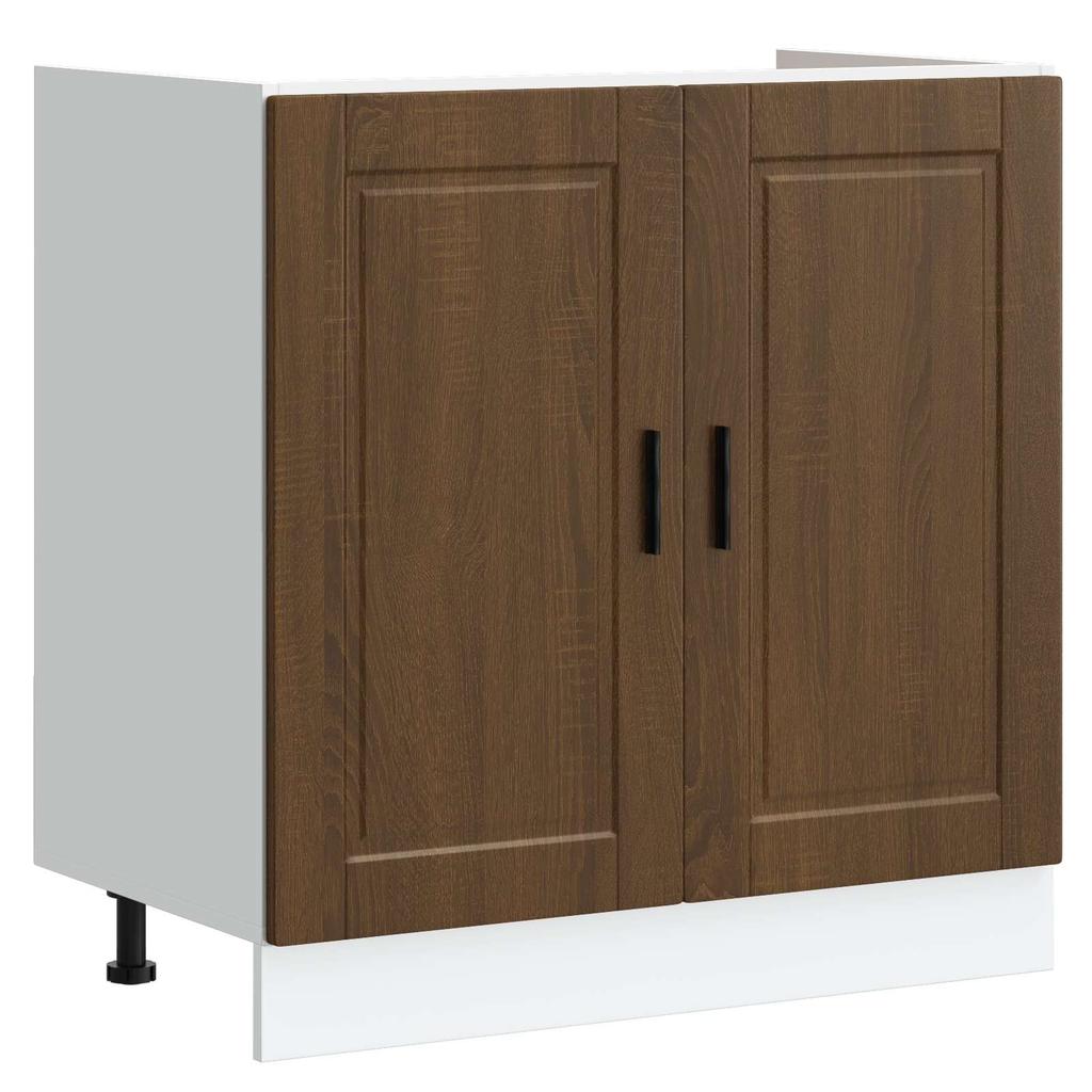 Porto Bathroom Vanity Unit 2 pcs Brown Particleboard