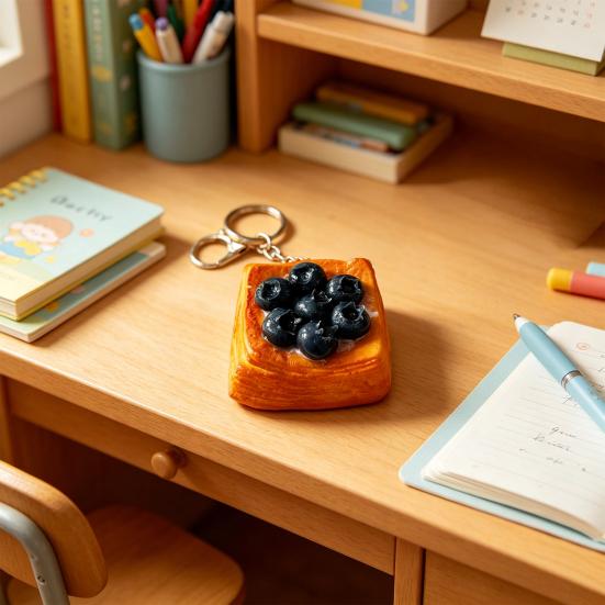 Simulated Food Squeeze Toy Keychain Stress Relief Bread Dessert Key Ring