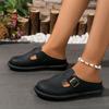 Ladies Shoes 2024 Hot Sale Closed Toe Women's Slippers Outdoor Daily Slippers Women Solid Round Toe Buckle Flat with Shoes Women