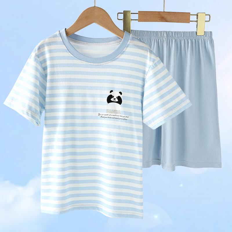 Bingxue Mumu Boys' Summer Pure Cotton Short Pajama Set