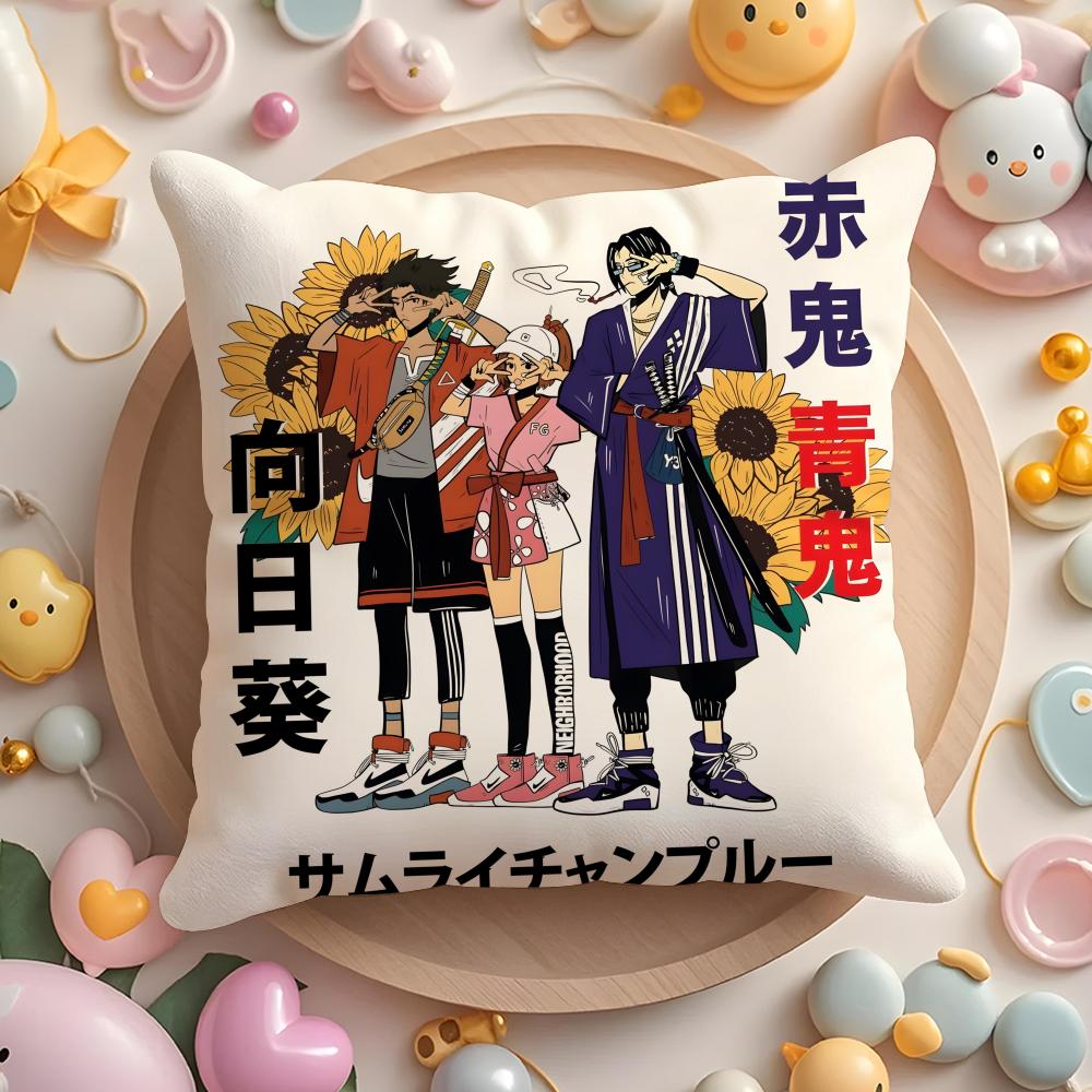 Подушка с принтом аниме S-Samurai C-Champloo, чехол для подушки для дома и автомобиля, многоцелевой, двусторонний, мягкий и прочный для ежедневного использования