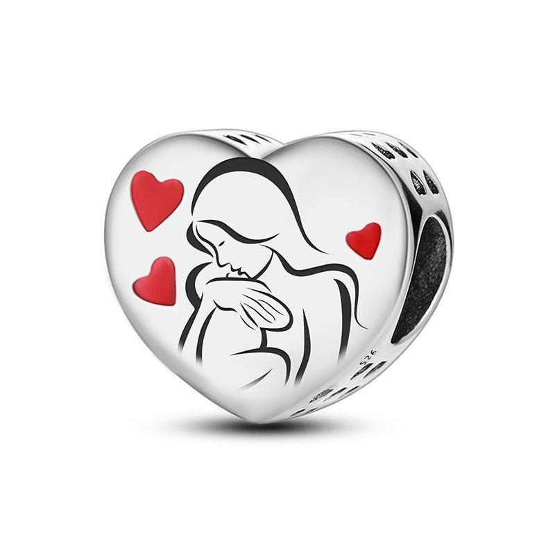 Подходят для оригинальных браслетов Pandora Цветок Семья Розовый Торт Звезда Любовь Сердце Серия Медные Шармы Бусины Сделай сам Ювелирный Подарок на День Рождения