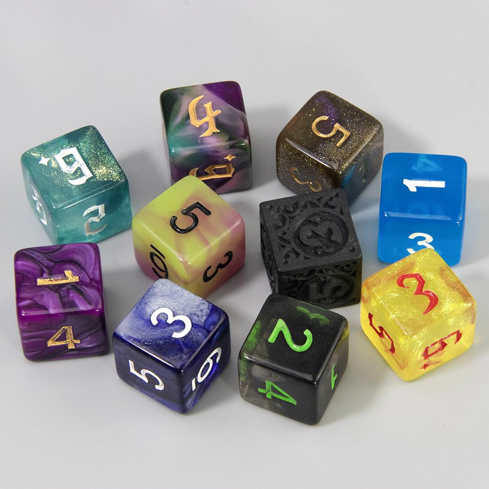 10 шт. случайных игральных костей D4/D6/D8/D%/D10/D12/D20, разноцветные многогранные игральные кости для ролевой игры DND