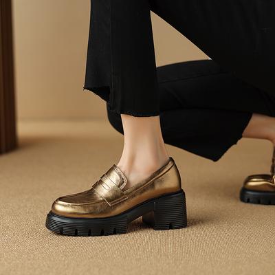 Туфли на высоком каблуке женские туфли-лодочки с квадратным носком из натуральной кожи для офиса и работы, для зрелых женщин, весна-осень, туфли на платформе