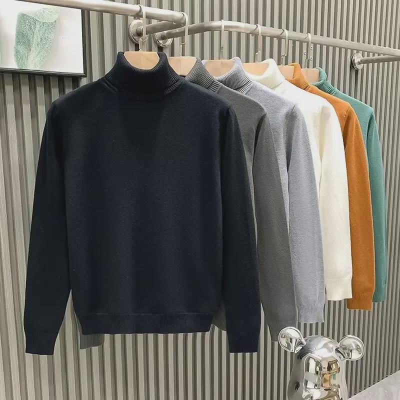 Мужской модный брендовый свитер с высоким воротом — свободный, теплый, толстый, на осень/зиму